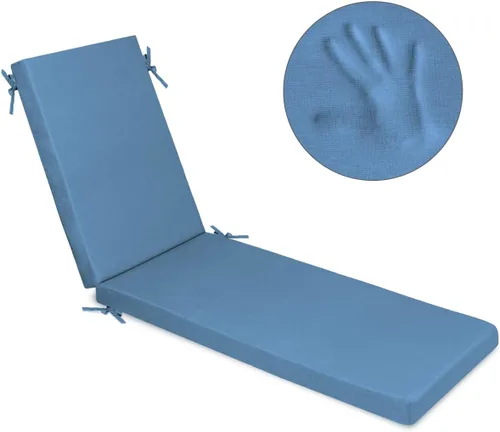 Vista 7 de Milliard Cojín de espuma viscoelástica para silla de césped, con funda impermeable y lavable, color azul, 73 x 21 x 2.5 pulgadas