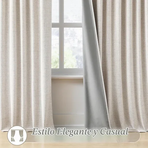 Vista 6 de RAIN CITY 2 paneles de cortinas extra anchas de 96 pulgadas de largo, de Beige