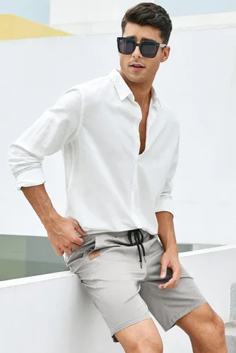 Vista 9 de JMIERR Men's Casual Shorts - Cotton Drawstring Summer Beach Stretch Twill Chino Golf Shorts