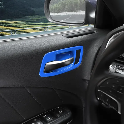 Vista 6 de RAZPOY Tapa de Cubierta de Boquilla de Manija Interior de Puerta Compatible con Dodge Charger 2011-2023 y Chrysler 300 (Azul)
