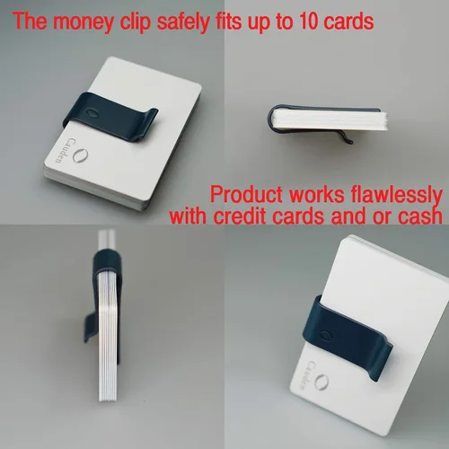 Vista 5 de Cauden Moneyclip de piel de fibra de carbono con soporte para tarjetas