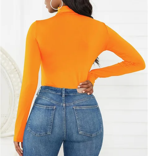 Vista 5 de American Trends Body moldeador para mujer, de manga larga, cuello alto, color negro