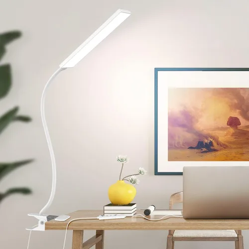 Vista 11 de Vansuny Lámpara de escritorio LED con puerto de carga USB, cuidado de los ojos, 5 modos de color, 6 niveles de brillo, control táctil, cuello