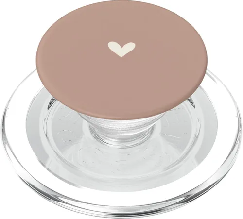 Vista 8 de Beige Sand Tan - Elegante Corazón Dibujado a Mano Simple Lindo PopSockets Estándar PopGrip