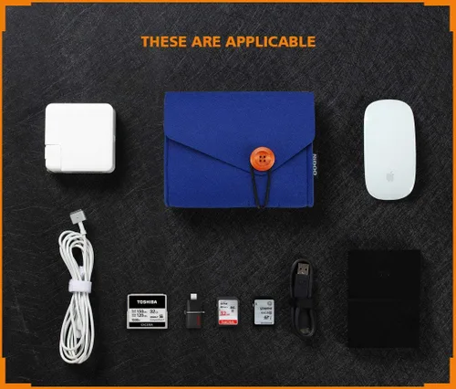 Vista 4 de NIDOO Bolsa de almacenamiento portátil de fieltro, accesorios electrónicos Funda protectora para MacBook adaptador de corriente, mouse, teléfono