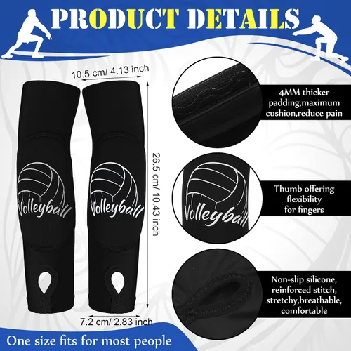 Vista 2 de Yinder 4 piezas de rodillera de voleibol y manga para brazo Accesorios de voleibol Incluye funda para el antebrazo, codera, guardamuñeca