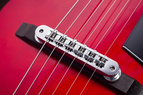 Vista 6 de Guitarra eléctrica de jazz Grote de cuerpo hueco con herrajes cromados P90 (ROJO)