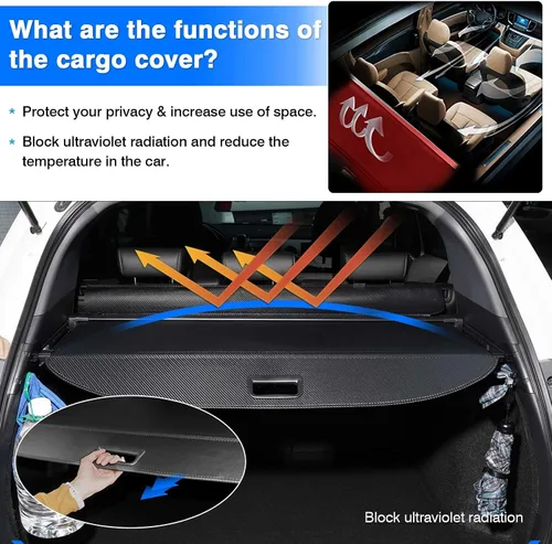 Vista 5 de Powerty Cubierta de carga para Honda HRV 2016-2021 2022 Cubierta retráctil para maletero Cubierta de blindaje de maletero para accesorios HR-V