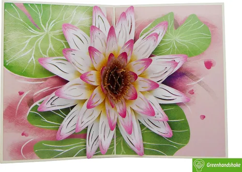Vista 5 de Water Lily Quillipop - Tarjeta de felicitación 3D emergente hecha a mano, tarjeta de felicitación única hecha a mano para cumpleaños, día de San