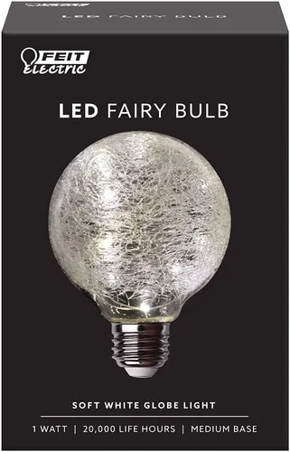 Vista 2 de Feit Electric FY/G25/SW/CR/LED 1W Bombilla LED G25 de Vidrio de Grieta de Hadas Mágica Decorativa, 12.4 cm x 7.9 cm, Luz Blanca Suave de 2700K