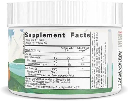 Vista 2 de Nordic Naturals Gomitas Nordic Omega-3, mandarina, 60 gomitas – 82 mg de Omega-3 total con EPA y DHA – Sin OMG – 30 porciones