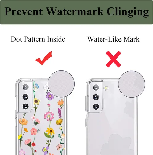Vista 9 de Unov Funda para Galaxy S21, transparente con diseño, ajuste delgado, buen agarre, funda de teléfono en relieve, cubierta protectora a prueba