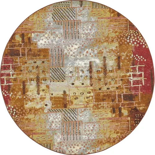 Vista 11 de Unique Loom - Alfombra colección de círculos abstractos, de transición para interiores y exteriores, beige, Polipropileno, Multi/oliva