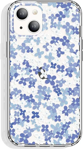 Vista 32 de GYZYA Funda transparente para iPhone 14 y iPhone 13 de 6.1 pulgadas con diseño de patrón, funda protectora delgada de TPU + parachoques a prueba