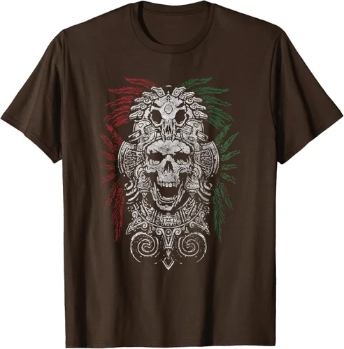 Vista 7 de Camiseta de Calavera Azteca con máscara Mayas Calavera Azteca, Negro