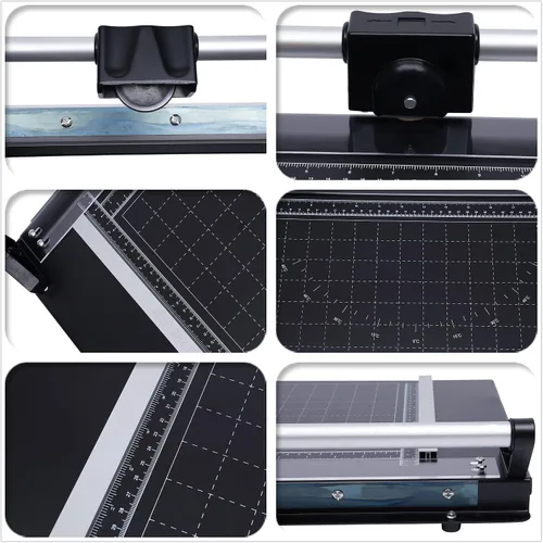 Vista 9 de Cortador de papel giratorio deslizante de precisión manual de 24 pulgadas, película de papel fotográfico de PVC, cortador rodante de PVC