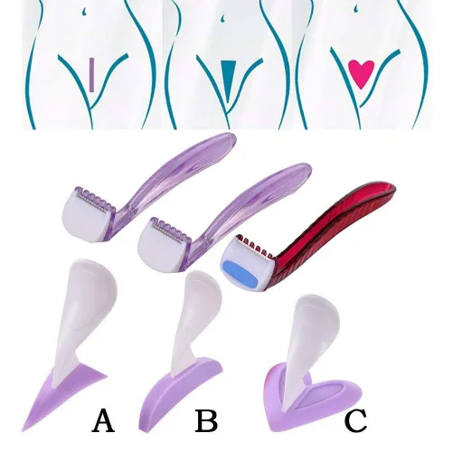 Vista 6 de Afeitadora de bikini para mujer, afeitadora privada dedicada, maquinilla de afeitar de pelo púbico y plantilla de afeitar de bikini, herramienta