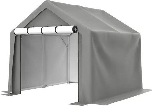 Vista 8 de Tienda de campaña de almacenamiento de 8 x 8 pies con puertas enrollables, cobertizo de refugio portátil al aire libre, carpa de garaje, cochera