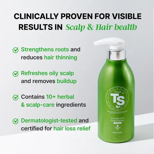 Vista 4 de Champú TS Premium 10.14 fl oz / 300g para prevención de pérdida de cabello, champú biotina antiadelgazamiento, champú coreano, rutina diaria natural