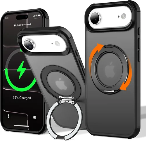 Vista 42 de UMIONE - Funda con diseño de anillo magnético giratorio de 360° para iPhone 11, soporte de bucle invisible integrado, compatible con Magsafe, funda