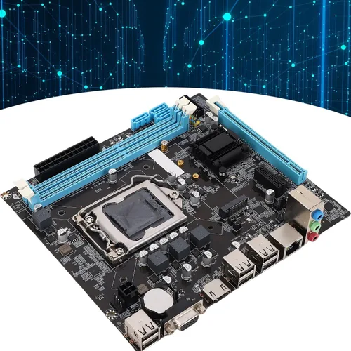 Vista 2 de H61 LGA1155 Placa base, DDR3 Micro ATX placa base de computadora para LGA1155 Socket I3 I5 I7, placa base para juegos para CPU serie, M.2 NVMe NGFF