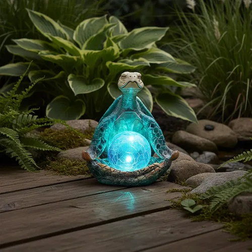 Vista 5 de Decoración solar de jardín de 6.3 pies, regalos de tortugas marinas para mujer Resin Yoga Sea Turtle Statue Coastal Decor for Outdoor Waterproof