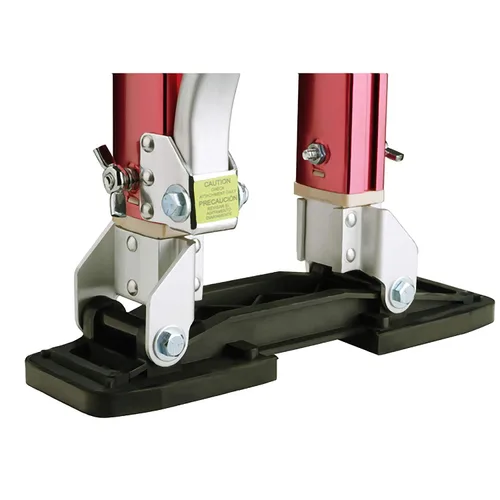 Vista 2 de Pentagon Tools - Pilotes de aluminio con resorte de 18 a 30 pulgadas con una correa de talón de bloqueo para construcción, pintura y acabado (rojo)