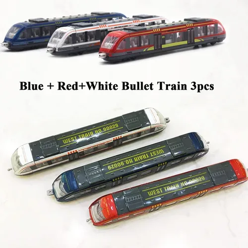 Vista 6 de OTONOPI Juego de tren de juguete de alta velocidad, motor de locomotora a presión a presión, modelo de automóvil, deslizante, tren de bala de metro