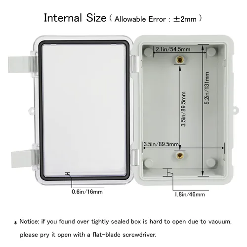 Vista 2 de Caja de conexiones IP65 impermeable carcasa de plástico ABS con cubierta transparente de PC con bisagras, caja de proyectos eléctricos con placa