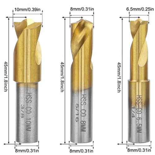Vista 2 de Wolfride 3PCS Soldadura por puntos Brocas Herramienta de eliminación de soldadura por puntos 6.5MM 8MM 10MM