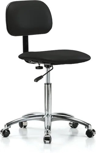 Vista 61 de Perch - Silla de laboratorio cromada con respaldo ajustable, altura del escritorio de 17 a 22 pulgadas, tela negra
