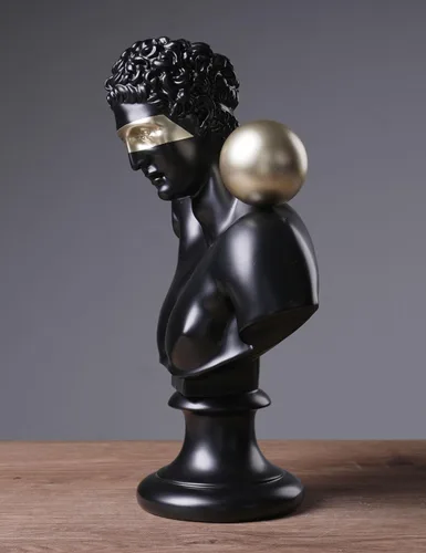 Vista 7 de Estatua griega de busto abstracta, escultura moderna, regalo para el hogar, centro de mesa para estantería, escritorio, oficina, negro, 13.8 pulgadas