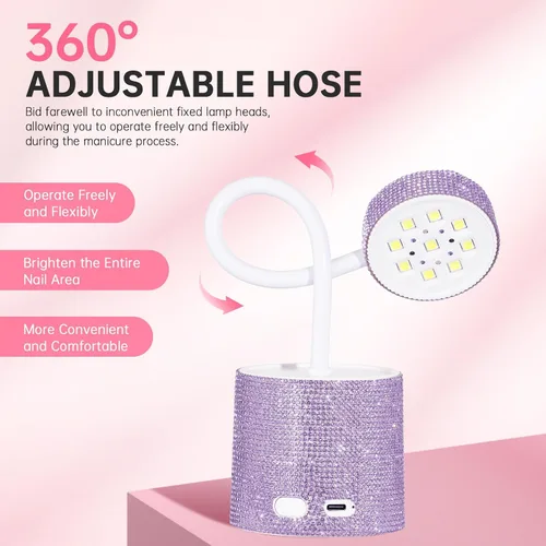 Vista 3 de Lámpara de uñas LED UV, mini luz UV para esmalte de uñas de gel, secador de uñas LED recargable, secado rápido, lámpara de uñas UV para el hogar