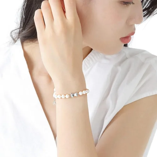 Vista 7 de Moon Label Pulsera japonesa de perlas cultivadas Akoya de 0.256in para mujer, diseño elegante, excelente regalo, Perla