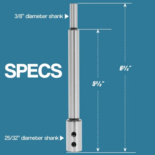 Vista 5 de Fulton Extensión de Broca Forstner de 6" – Extensión de Broca de Acero Resistente de 3/8", Añade Profundidad de Perforación de 5-5/8" a las Brocas