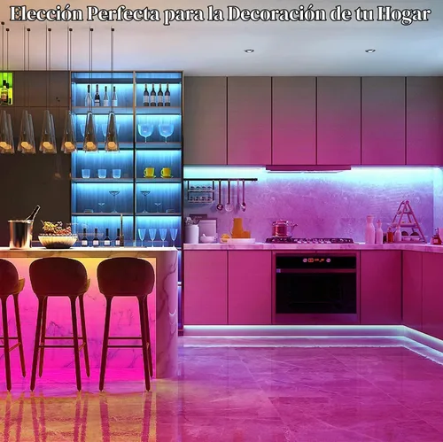 Vista 5 de Keepsmile Luces LED de 50 pies para dormitorio, control inteligente de aplicación Bluetooth, RGB que cambia de color, tira de luces LED con control