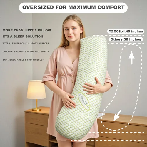 Vista 6 de Almohada de embarazo para mujer, almohada de maternidad de cuerpo completo para soporte de espalda y cadera, funda suave extraíble para comodidad