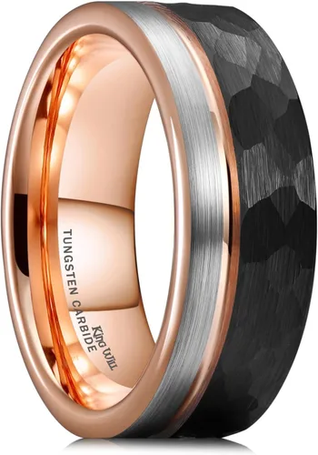 Vista 104 de King Will Anillo de boda de carburo de tungsteno para hombre con diseño de ranura, 6/7/0.315 in de ancho, acabado cepillado/pulido para hombre