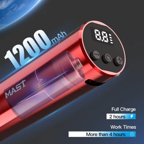 Vista 7 de Mast Tour Y22 - Kit de máquina de bolígrafo de tatuaje inalámbrico, cartuchos rotativos profesionales, bolígrafo de tatuaje, fuente de alimentación