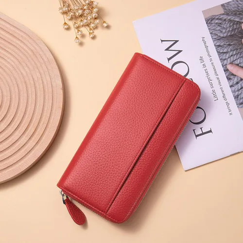Vista 9 de RFID Blocking Womens Zipper Wallet Leather Large Capacity Billfold Clutch Zip Around Wallets for Women