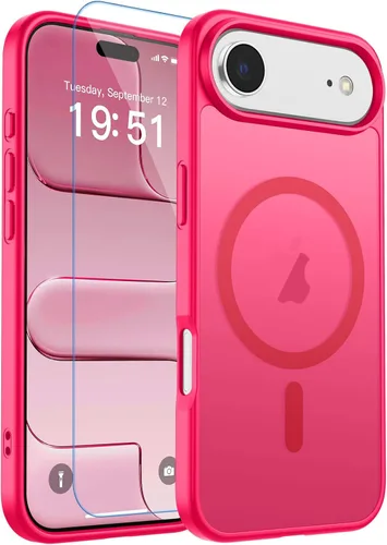 Vista 151 de zapica Funda magnética para iPhone Air, con protector de pantalla de vidrio templado, compatible con MagSafe, translúcida mate, a prueba de golpes