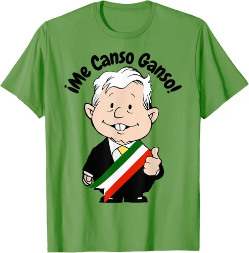 Vista 18 de AMLO Amlito Me Canso Ganso - Camiseta con diseño de dibujos animados mexicanos Gris Oscuro