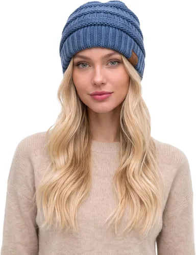 Vista 242 de C.C Trendy Warm Chunky Soft Stretch Cable Knit Beanie 0 Leopardo Gris claro