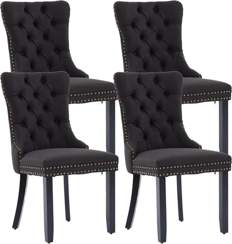 Vista 21 de Juego de 2 sillas de comedor de terciopelo beige, sillas de comedor tapizadas beige01