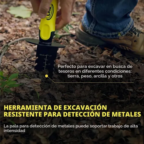 Vista 4 de CKG Pala Detectora de Metales, Excavadora de Doble Borde Dentado Resistente - Herramienta de Excavación de Detección de Metales con Vaina - Cuchillo