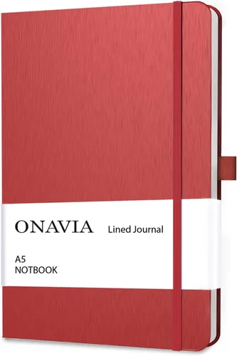 Vista 18 de ONAVIA Cuaderno rayado A5, cuaderno de notas con rayas universitarias de 7mm, diario para escribir, trabajo, escuela, viajes y toma de notas, tapa