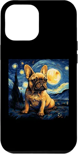 Vista 24 de Funda para iPhone 14 Pro Max Van Gogh Dog Bulldog francés