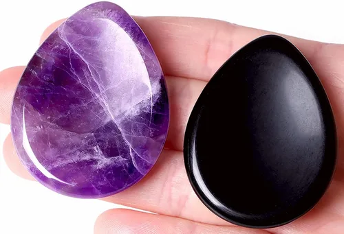 Vista 29 de QINJIEJIE Piedra de preocupación para el pulgar para la ansiedad, cristales de chakras, piedras curativas para la preocupación de los chakras