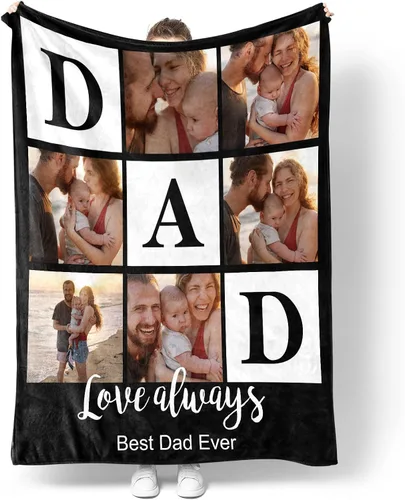 Vista 11 de Manta personalizada con texto en imagen, manta personalizada para papá, novio, mantas de franela personalizadas para papá, regalos de esposa, hija