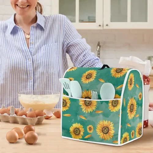 Vista 3 de Dreaweet Fundas de mezclador de cocina con estampado de girasol para batidora de pie de 5 cuartos de galón, cubiertas de protección contra el polvo